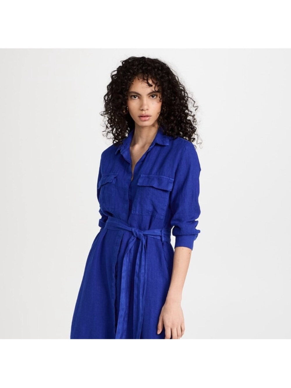 L'AGENCE Cobalt Blue Linen Dress